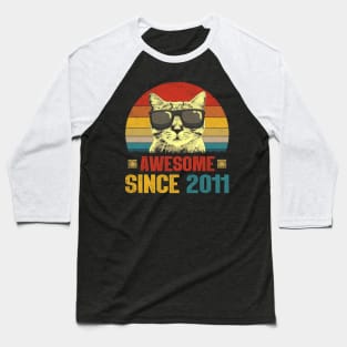 Awesome Since 2011 13th Birthday Gifts Cat Lover Baseball T-Shirt